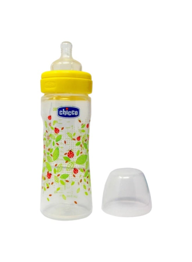 Chicco Baby Bottle 250ml - BPA-Free Feeding Bottle with Anti-Colic System & Yellow Cap - Image 1